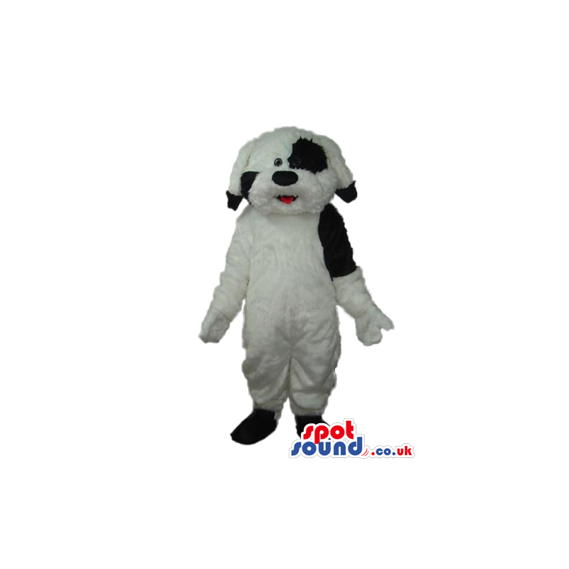 Adorable And Soft White Dog Pet Plush Mascot With Black Spots -