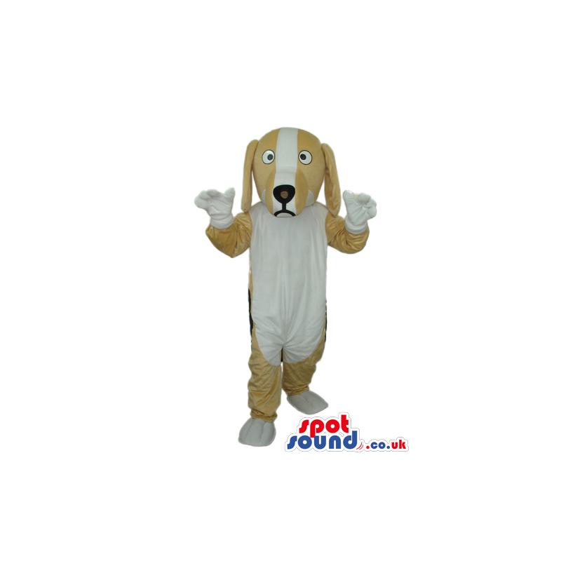Adorable White And Beige Dog Pet Plush Mascot With Cute Face -