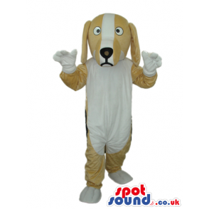 Adorable White And Beige Dog Pet Plush Mascot With Cute Face -