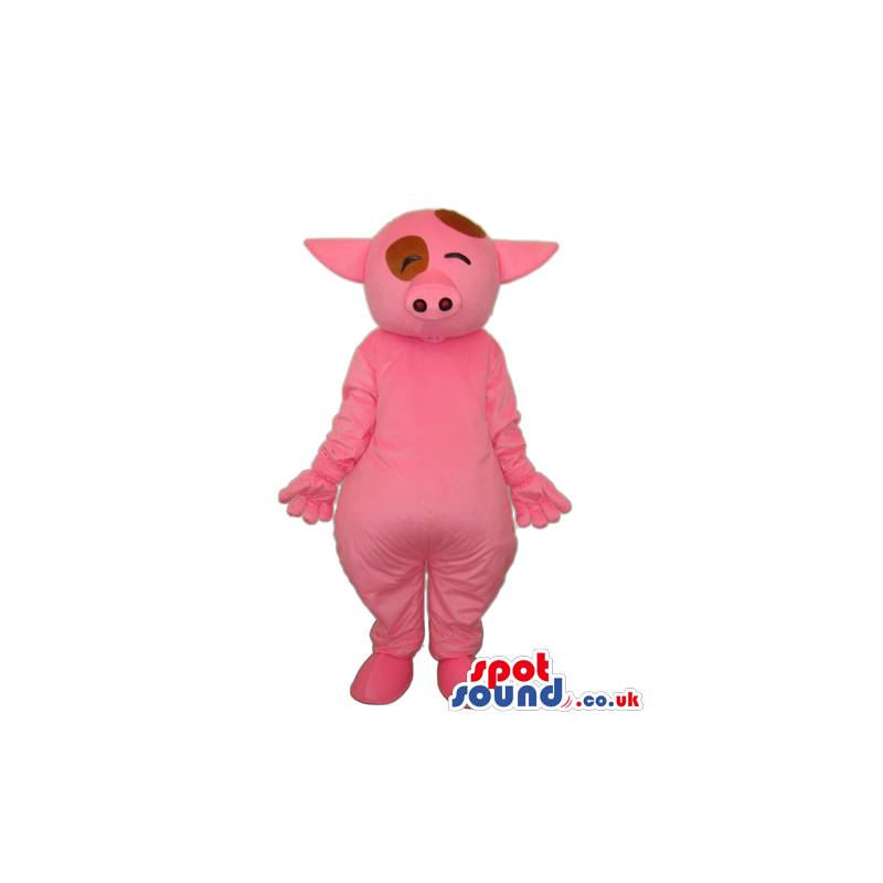 Pink Pig Animal Farm Plush Mascot With Winking Eyes - Custom