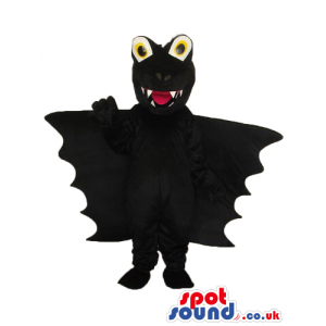 Cute All Black Bat Halloween Plush Mascot With Round Eyes -