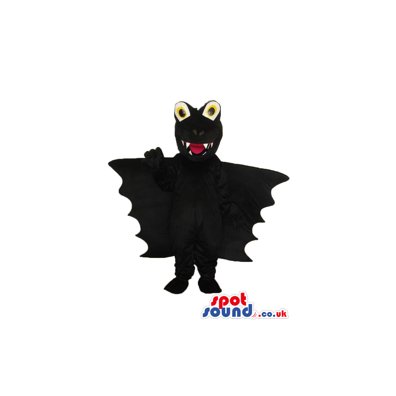 Cute All Black Bat Halloween Plush Mascot With Round Eyes -