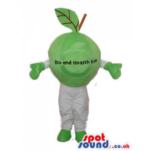 Green Apple Fruit Plush Mascot With No Face With Text - Custom