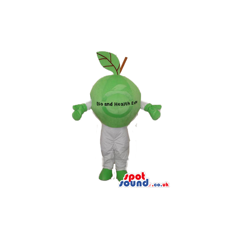 Green Apple Fruit Plush Mascot With No Face With Text - Custom