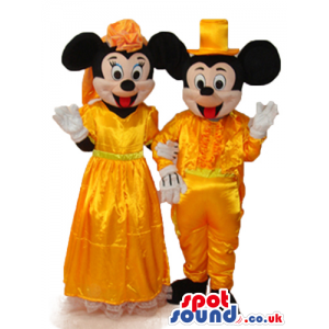 Mickey Mouse Disney Character With Golden Shinny Garments -