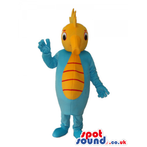 Cute Blue And Yellow Blue Fish Mascot With Red Stripes - Custom