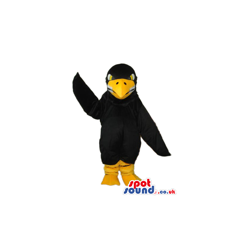 Angry Black Bird Plush Mascot With Yellow Beak And Legs -