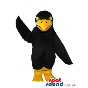 Angry Black Bird Plush Mascot With Yellow Beak And Legs -