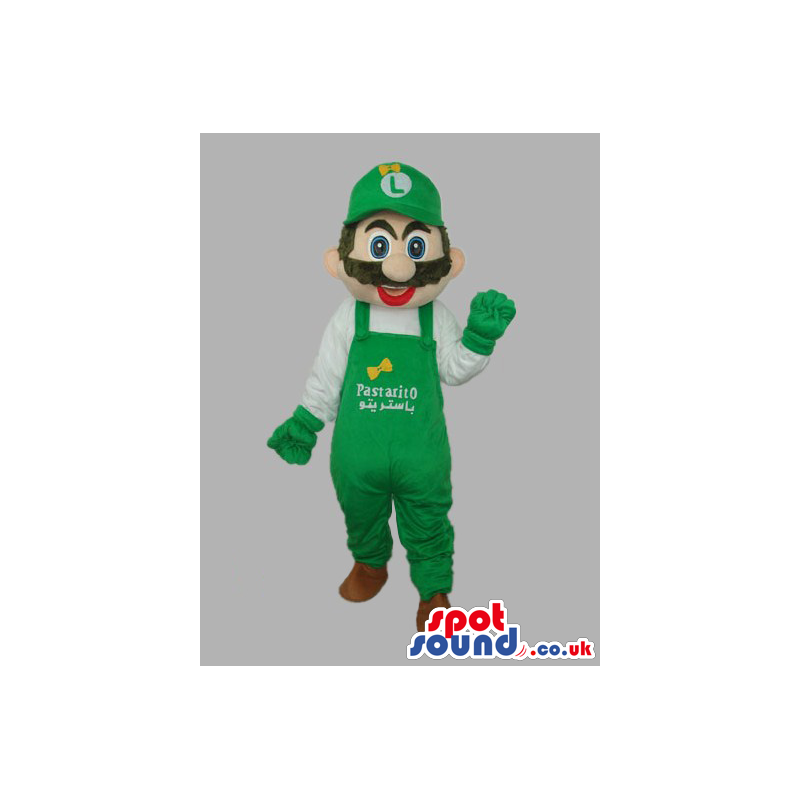 Luigi Super Mario Bros. Character With Green Overalls With Text