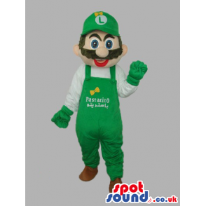 Luigi Super Mario Bros. Character With Green Overalls With Text