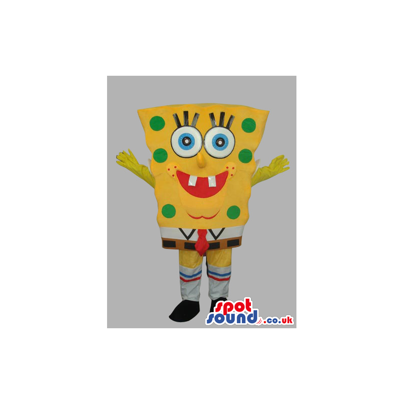 Sponge Bob Square Pants Cartoon Plush Mascot With Green Dots -