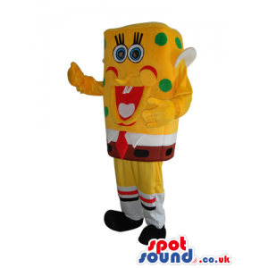 Sponge Bob Square Pants Cartoon Plush Mascot With Green Dots -