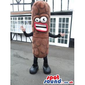 Funny sausage mascot and costume with a confused look - Custom