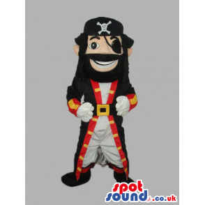 Human Pirate Character Mascot With Red And Black Garments -