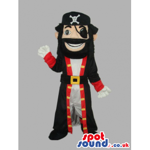 Human Pirate Character Mascot With Red And Black Garments -