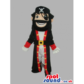 Human Pirate Character Mascot With Red And Black Garments -