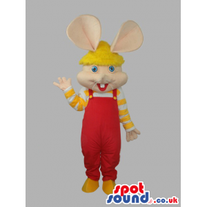 Topo Gigio Famous Tv Character Plush Mascot With Red Overalls -