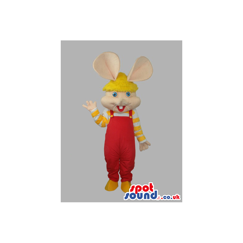 Topo Gigio Famous Tv Character Plush Mascot With Red Overalls -