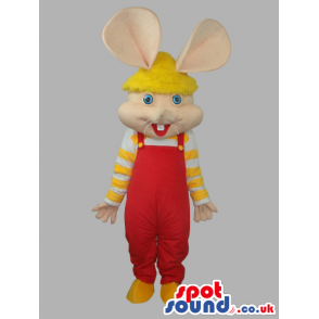 Topo Gigio Famous Tv Character Plush Mascot With Red Overalls -