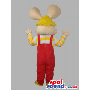 Topo Gigio Famous Tv Character Plush Mascot With Red Overalls -