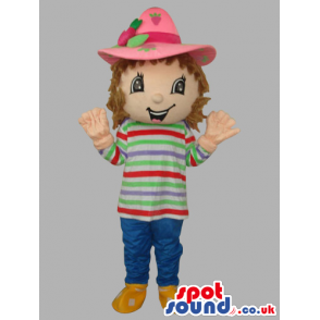 Strawberry Shortcake Girl Children Cartoon Character Mascot -