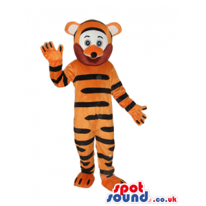 Cute Orange Tiger Plush Mascot With A White And Brown Face -