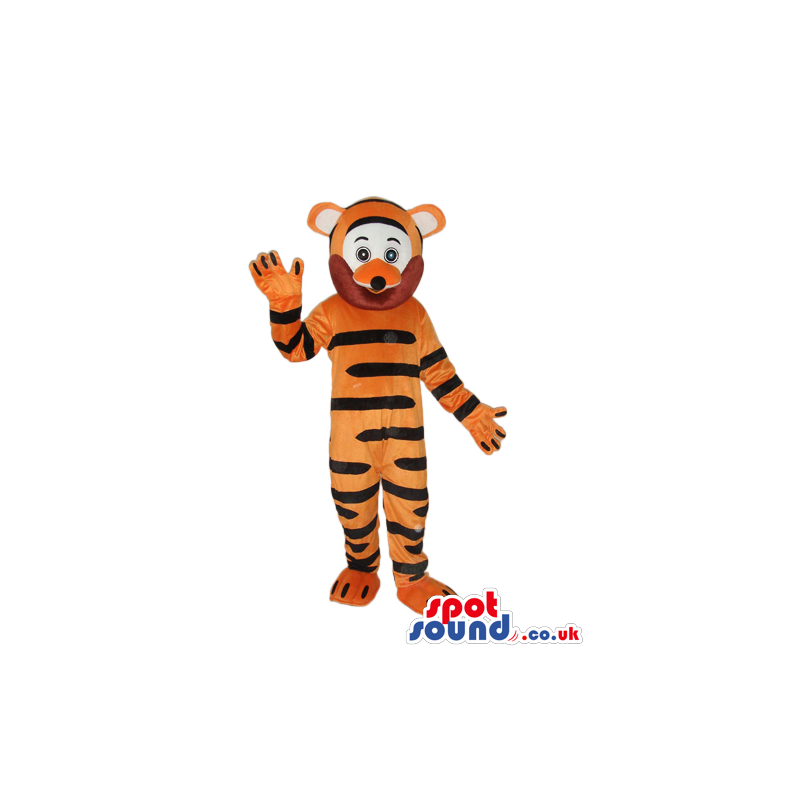 Cute Orange Tiger Plush Mascot With A White And Brown Face -