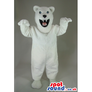 Plain White Polar Bear Plush Mascot With Sharp Teeth - Custom