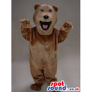 Big Brown Bear Animal Plush Mascot With Small Black Eyes -