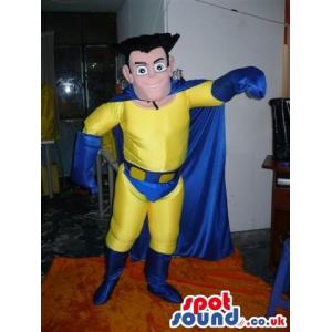 Super hero mascot with his super hero costume going to fly -