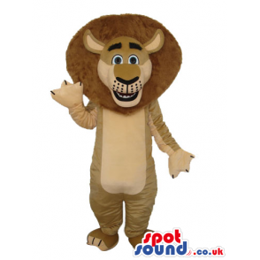 Cute Light Brown Lion Plush Mascot With Round Brown Hair -