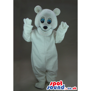 Plain White Polar Bear Plush Mascot With Blue Eyes - Custom