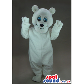 Plain White Polar Bear Plush Mascot With Blue Eyes - Custom
