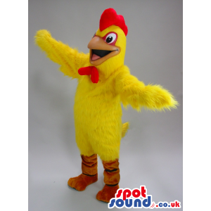 Funny Yellow Hen Plush Mascot With A Red Comb And Eyes - Custom