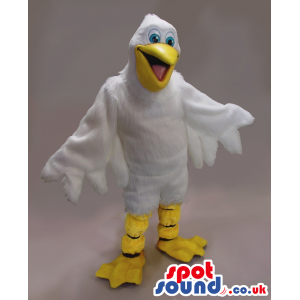 Funny White Bird Plush Mascot With A Yellow Beak And Legs -