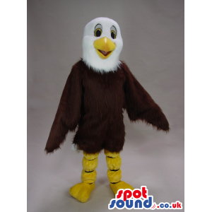 Customizable Brown And White Eagle Bird Mascot With Round Head