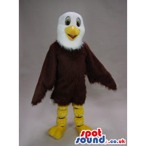 Customizable Brown And White Eagle Bird Mascot With Round Head