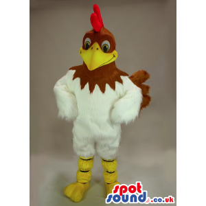 Funny White And Brown Hen Plush Mascot With A Red Comb - Custom