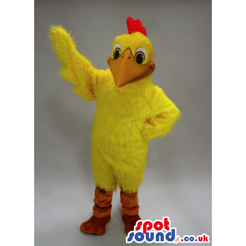 Funny All Yellow Hen Chicken Plush Mascot With A Red Comb -