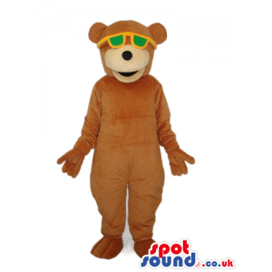Customizable Cute All Brown Bear Plush Mascot With Sunglasses -