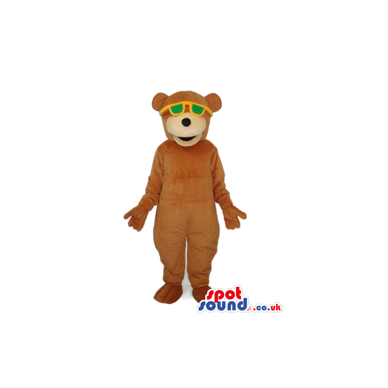 Customizable Cute All Brown Bear Plush Mascot With Sunglasses -