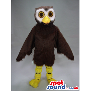Dark Brown Owl Plush Mascot With A White Face And Round Eyes -