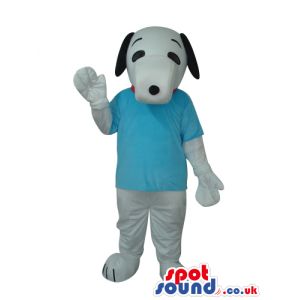 Adorable White Dog Pet Plush Mascot With Blue T-Shirt - Custom