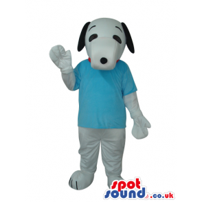 Adorable White Dog Pet Plush Mascot With Blue T-Shirt - Custom