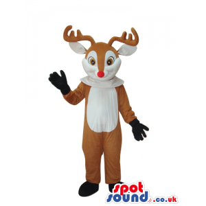 Brown Reindeer Animal Plush Mascot With A White Belly - Custom