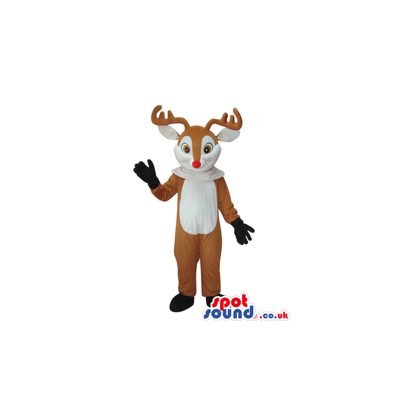 Brown Reindeer Animal Plush Mascot With A White Belly - Custom