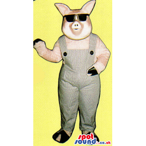 Pink Pig Farm Animal Plush Mascot Wearing Sunglasses And