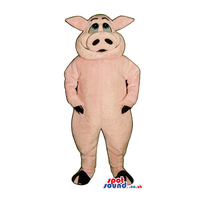Funny Pink Pig Farm Animal Plush Mascot With Blue Eyes - Custom
