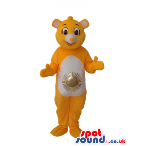 Orange Care Bear Cartoon Mascot With A Shinning Sun - Custom