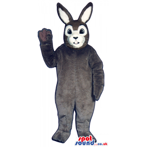 Dark Grey Bunny Rabbit Plush Mascot With A White Face - Custom
